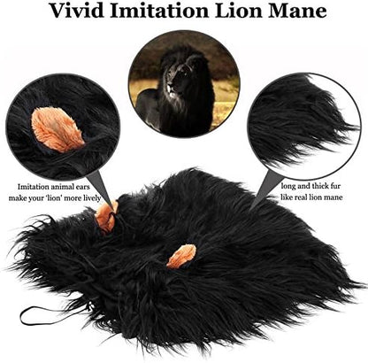 Onmygogo Lion Mane Wig for Dogs with Ears, Funny Pet Costumes for Halloween Christmas - Image 4