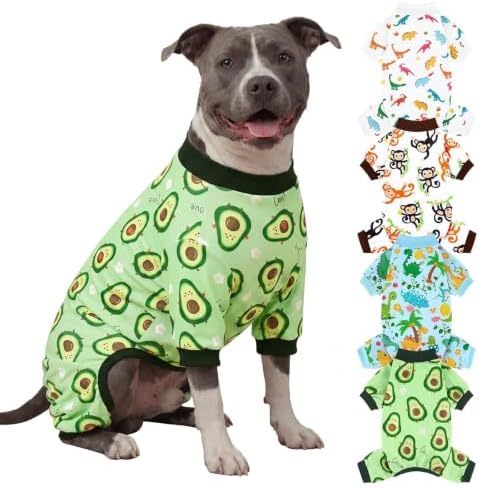 XPUDAC 4 Pack Dog Pajamas Soft Strechy Summer Doggie Clothes for Medium Large Dogs Boy Girl Dog Onesie Cat Apparel, 3XL by XPUDAC