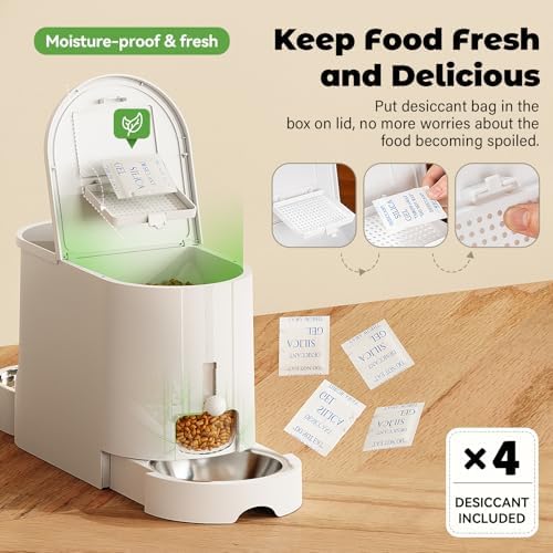 JUNSPOW Automatic Cat Feeder 2-in-1 Set with Stainless Steel Bowls