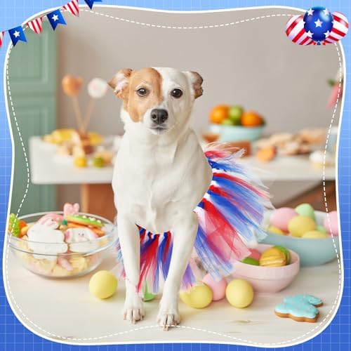Dog Tutu for Dogs Tulle Skirt Pet Costume, Red White and Blue - Image 4