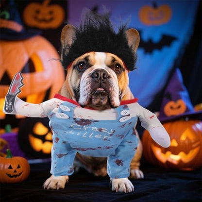 QKURT Pet Halloween Costume, Deadly Dog Cloths Halloween Crazy Cosplay Outfit, Funny Adjustable Costume for Small Medium Large Dogs Puppy Cats - Image 2