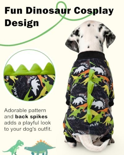 CuteBone Dinosaur Costume Dog Pajamas, Stretchy Spandex Crystal Velvet Sleepwear Coat for Small Dogs, Soft & Warm Pet Outfit Clothes for Cold Weather, Cozy Pullover Design COSP21S - Image 2