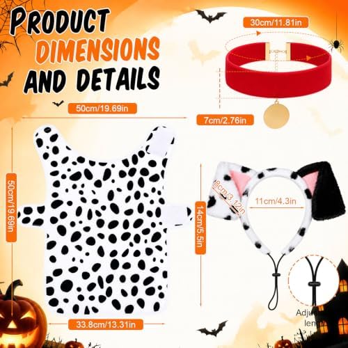 Newcotte 3 Pcs Dog Halloween Dalmatian Costume Set - Image 2