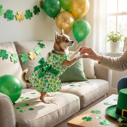 St. Patrick Day Dog Dress Holiday Irish Lucky Clover Dress Outfits Skirt for Small Boys and Girls Puppies Pets Doggie - Image 5