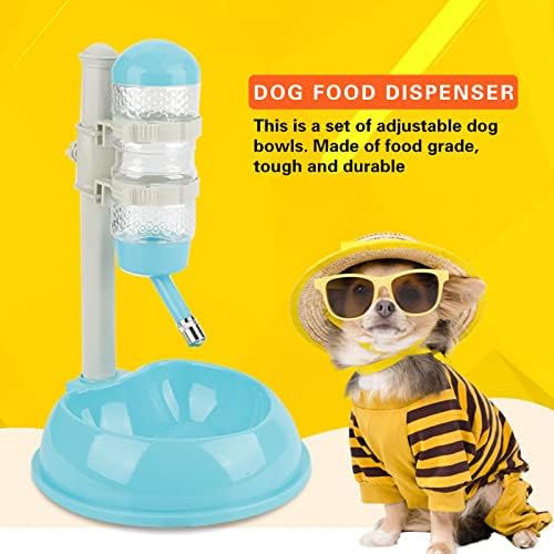 Pet Water Dispenser and Food Bowl, Pet Dog Cat Water Food Feeder Bowl Bottle Standing Dispenser, Height Adjustable Automatic Water Dispenser Feeding Station for Pets Cats Dogs