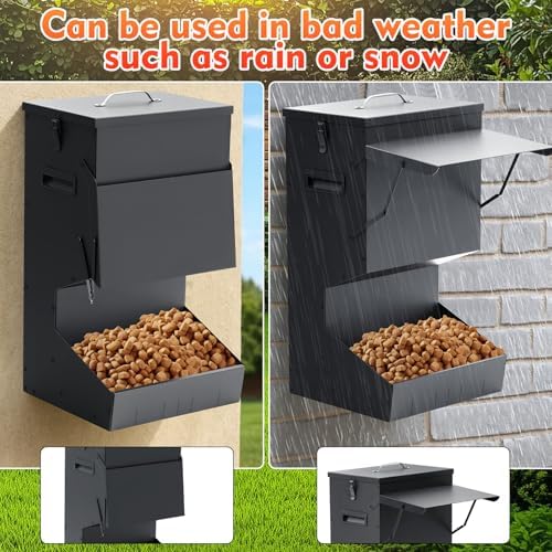 Willinglong 2 Pcs Automatic Dog Feeder with Lid 25 Lbs Capacity Outdoor Dog Feeder Hanging Self Feeding Pet Food Dispenser Pet Food Feeders for Large Dogs Large Breed