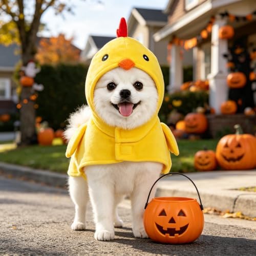 Yoption Halloween Dog Yellow Chick Costume, Warm Pet Hoodie Outfit, Small - Image 4