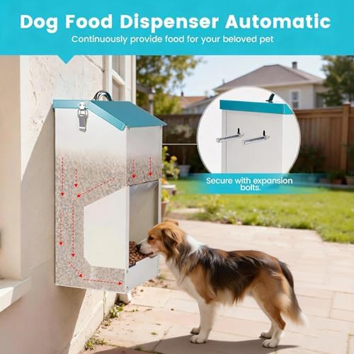 Automatic Dog Feeder Large Breed, Galvanized Dog Dry Food Dispenser