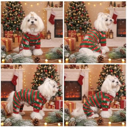 CuteBone Small Dogs Outfit Soft Puppy Onesies Pjs Christmas Dog Pajamas Pet Coat Cat Apparel Comfy Doggie Jumpsuit Bodysuit for All Seasons P355M - Image 2