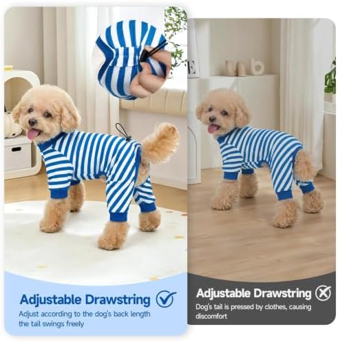 XPUDAC 4 Pack Dog Pajamas, Soft Puppy Clothes with Drawstring Adjustable Stretchy Dogs Onesie for Small Medium Doggie Shed Defender Dog Suit Pet Outfit Boy, XL - Image 4