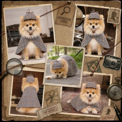 2 Pcs Dog Halloween Detective Costume, Party Outfit(Large) - Image 5