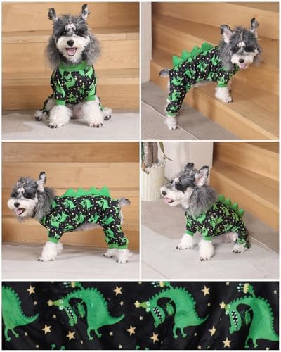 CuteBone Dinosaur Costume Dog Pajamas, Stretchy Spandex Crystal Velvet Sleepwear Coat for Small Dogs, Soft & Warm Pet Outfit Clothes for Cold Weather, Cozy Pullover Design COSP14L - Image 6