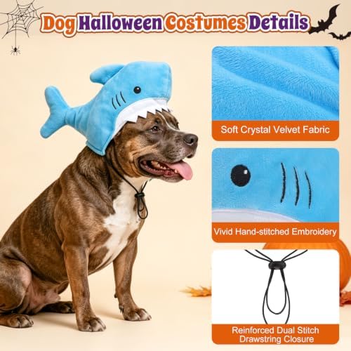 BEAUTYZOO Shark Dog Hat, Plush Halloween Costume for Medium Large Dogs,Blue - Image 6