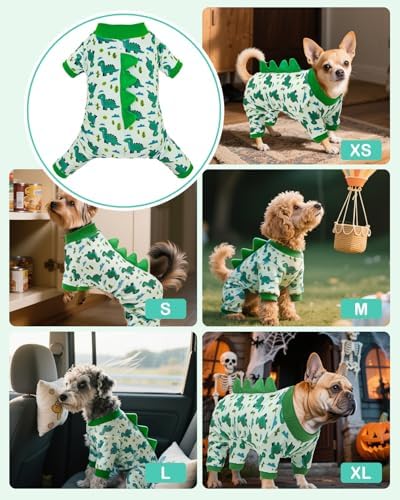 CuteBone Dinosaur Costume Dog Pajamas, Stretchy Spandex Crystal Velvet Sleepwear Coat for Small Dogs, Soft & Warm Pet Outfit Clothes for Cold Weather, Cozy Pullover Design COSP16S - Image 5