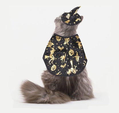 Estivaux Pet Halloween Costumes Dogs Cats Halloween Witch Pet Costume Cape Hat Halloween Vampire Cloak Wizard Cats Cosplay Clothes Apparel for Small Dogs Cats Halloween Party Decorations - Image 5