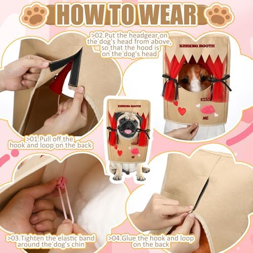 Halloween Dog Kissing Booth Costume Headpiece for Pets, Brown, L/XL - Image 4
