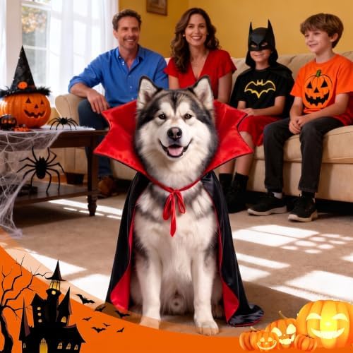 OLANRUN Dog Halloween Costumes, Dog Vampire Devil Cape Costume, Funny Pet Vampire Cloak Cosplay Party Dress-Up, Halloween Costumes for XL Dogs (X-Large) - Image 3