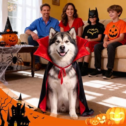 OLANRUN Dog Halloween Costumes, Dog Vampire Devil Cape Costume, Funny Pet Vampire Cloak Cosplay Party Dress-Up, Halloween Costumes for XL Dogs (X-Large) - Image 3