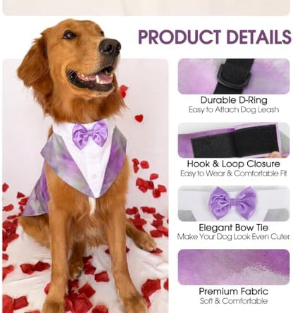 Kuoser Dog Tuxedo, Dog Suit and Bandana Set, Dogs Costume with D-Ring - Image 3