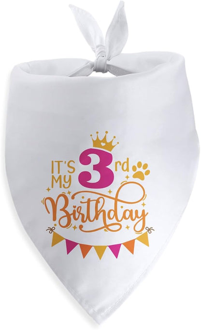 It's My 3rd Birthday Dog Bandana Happy 3rd Birthday Pet Triangle Scarf for Large Medium Small Dogs Three Years Old Gift Photo Prop Pet Scarf Accessories Christmas Puppy Gifts