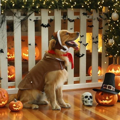 Huhumy 3 Pcs Halloween Dog Pilot Costume Set Aviator Outfit - Image 4