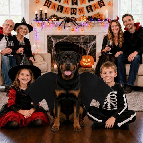 Halloween Dog Costume Glow in The Dark Black Bat Wings Adjustable L XL Dogs - Image 7