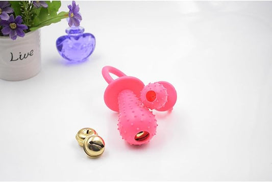Dog Chew Toy, Blue Bell-Shaped Rubber Pacifier, Bite Resistant Training Toy for Puppies and Cats