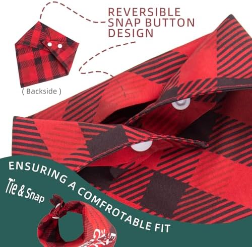 Christmas Dog Bandanas Naughty & Nice Idea Funny Holiday Stocking Pet Scarf Gifts - Too Cute for the Naughty List, Red Plaid, Extra Large Breed, 75lbs+ - Image 3