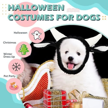 Civaner Cow Dog Costume Dog Snood Cow Costume Soft Yarn Ear Cover Muffs, M - Image 4