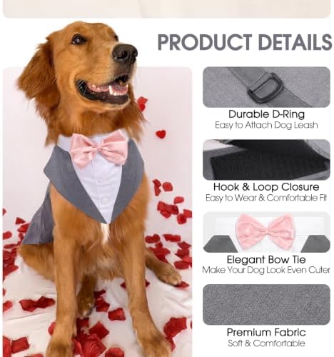 Kuoser Dog Tuxedo, Dog Suit and Bandana Set, Dogs Costume with D-Ring - Image 3