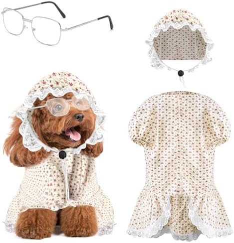 3 Pcs Old Lady Costume for Dog Grandmas Dogs Costume by Unknown