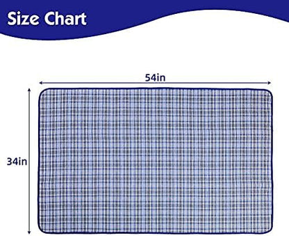 OUTCREATOR® Washable Bed Pads 34" x 54" (Pack of 2) for Incontinence Mattress Protector, Reusable Underpads for Elderly, Adults, Kids, Pets with Anti-Slip Bottom (Light Blue Plaid)