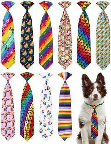 PET SHOW 10 Pack Pride Month Dog Ties Neckties XL for Extra Large Dogs by PETSHOW