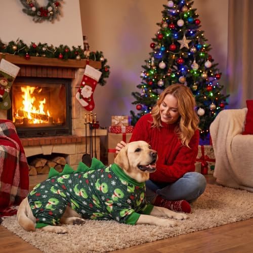 Christmas Dinosaur Dinosaur Dog Pajamas Large Size, Big Dog Onesie Clothes, Anti Shedding and Licking, Post Surgery Recovery Pet Pjs, Cotton Soft Material Stretchable Pet Pajamas U-COSP12M - Image 5