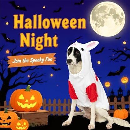 NACOCO Halloween Rabbit Dog Costume - Pet Christmas New Year Hoodie Warm Party Coat Outfit for Small and Medium Cat Dog Clothes(Red Rabbit,L) - Image 5