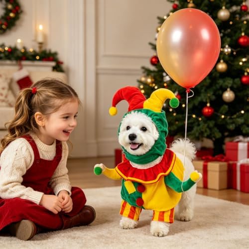 DELIFUR Dog Clown Costume Funny Pet Outfit for Halloween Christmas, Small - Image 4