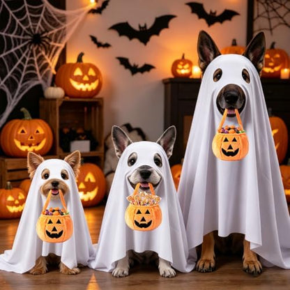 Halloween Dog Ghost Costume Set with Pumpkin Bucket - Image 4