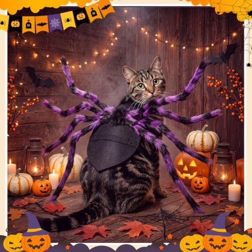 Huhumy Halloween Spider Costume with Safety Harness for Pets, Purple, S - Image 3