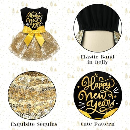 Dog Happy New Year Outfit Dog Dress New Years Pet Costumes for Dogs Funny Puppy Dress with Bow for Small Medium Dogs Girls Cats - Image 6