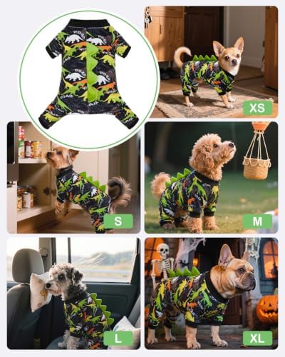 CuteBone Dinosaur Costume Dog Pajamas, Stretchy Spandex Crystal Velvet Sleepwear Coat for Small Dogs, Soft & Warm Pet Outfit Clothes for Cold Weather, Cozy Pullover Design COSP21S - Image 5