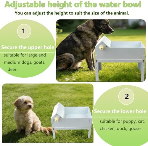 Automatic Dog Water Bowl Dispenser 6.5 Liter Self Refilling Water Bowl for Cat Dog Poultry Auto Fill Waterer with Float Valve Outdoor Indoor Pet Drinking Trough Fit GHT 3/4" Faucet