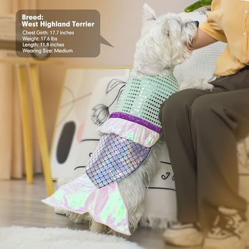 cyeollo Dog Mermaid Costume Pet Halloween Costumes for Small Dogs, XS - Image 2
