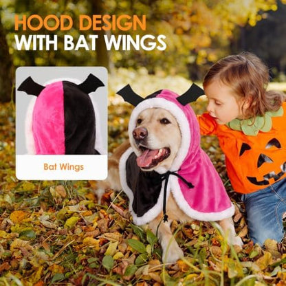 AOFITEE Dog Halloween Costumes Flannel Dog Cape with Funny Pumpkin Print, L - Image 2