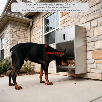 Automatic Dog Feeder Large Breed - Stainless Steel - 50LBs Dog Food Feeder for Kibble Outdoor Gravity Self Feeding for Medium, Large Dog Breeds, Pre-Installed Nuts for Easy Assembly