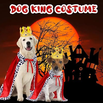 GOYOSWA Dog King Costume, Dog Halloween Costumes King Cloak Crown Set Funny King Prince Costume for Small Medium Large Dogs (Large) - Image 2