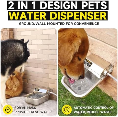Automatic Water Dispenser for Dogs, 3L /101 oz 304 Stainless Steel Dog Water Feeder, Auto-Fill Large Waterer for Pets & Livestock, Outdoor Dog Water Bowl, Wide Mouth, Anti-tip, Easy to Clean
