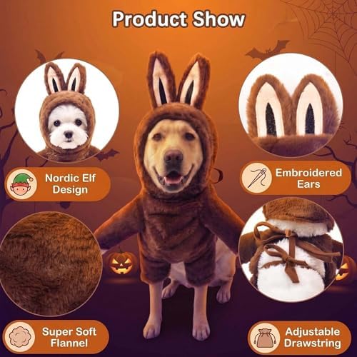 Halloween Small Large Dog Costume Elf Outfit,Brown S - Image 5