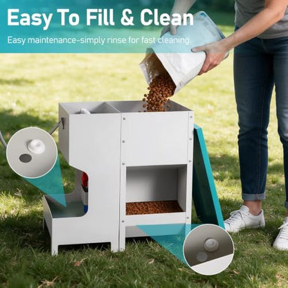 Automatic Dog Food and Water Dispenser for Large Dogs, Metal, 2-in-1 Set