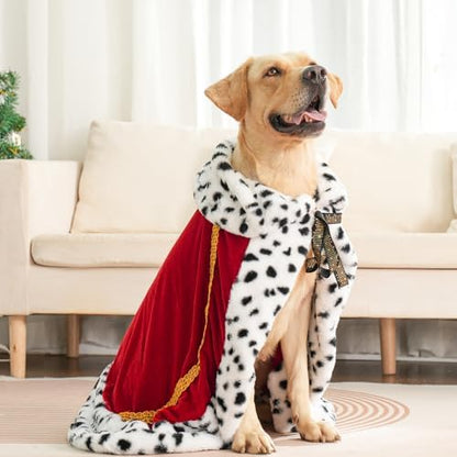 Lovelyshop Royal Velvet Pet Cloak with Fur Trim for Cats & Dogs, Red, XL - Image 4