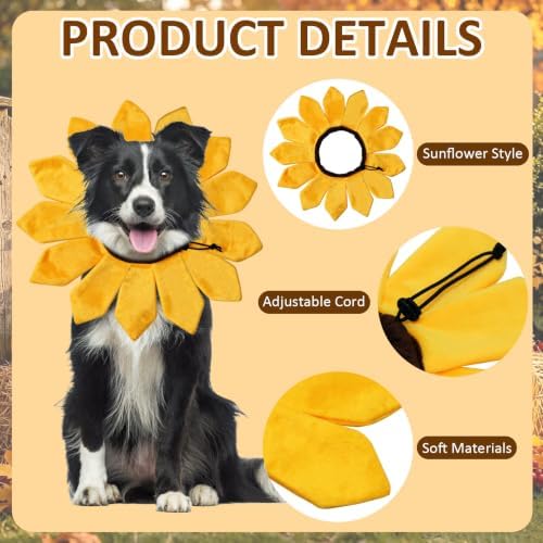 Dog Halloween Costumes, Sunflower Dog Costume Adjustable Sunflower Collar for Small Medium Large X-Large Dogs Pets (Medium) - Image 4